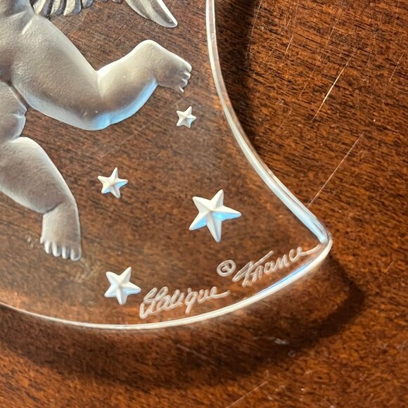 LALIQUE Cherub Stars Crescent Moon Christmas Ornament 1998 + Original Box! - Picture 5 of 12